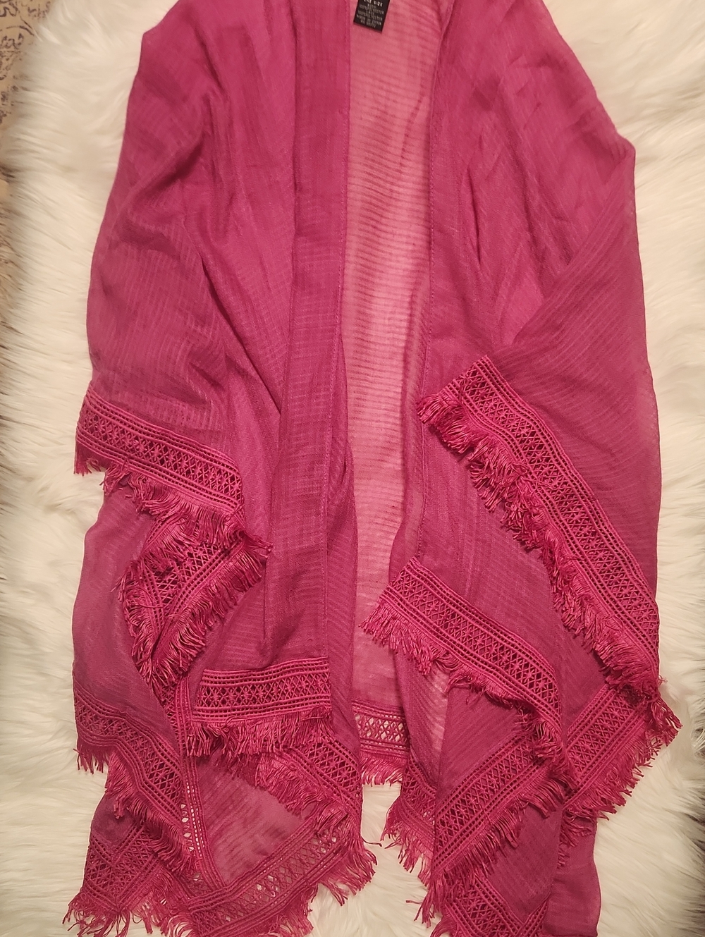 Fringe Kimono Cover-Up - Womens Size: OSFA - Color: Fuchsia